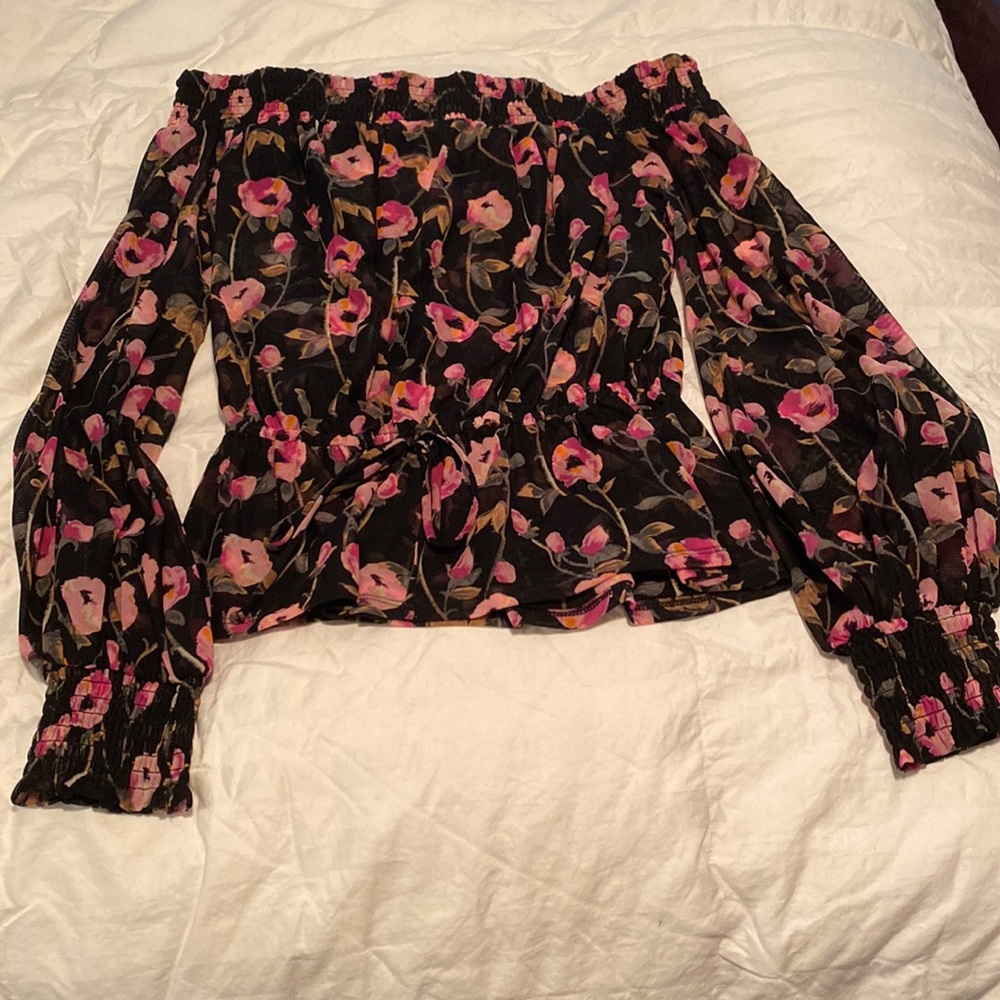 WHBM Off the shoulder mesh top